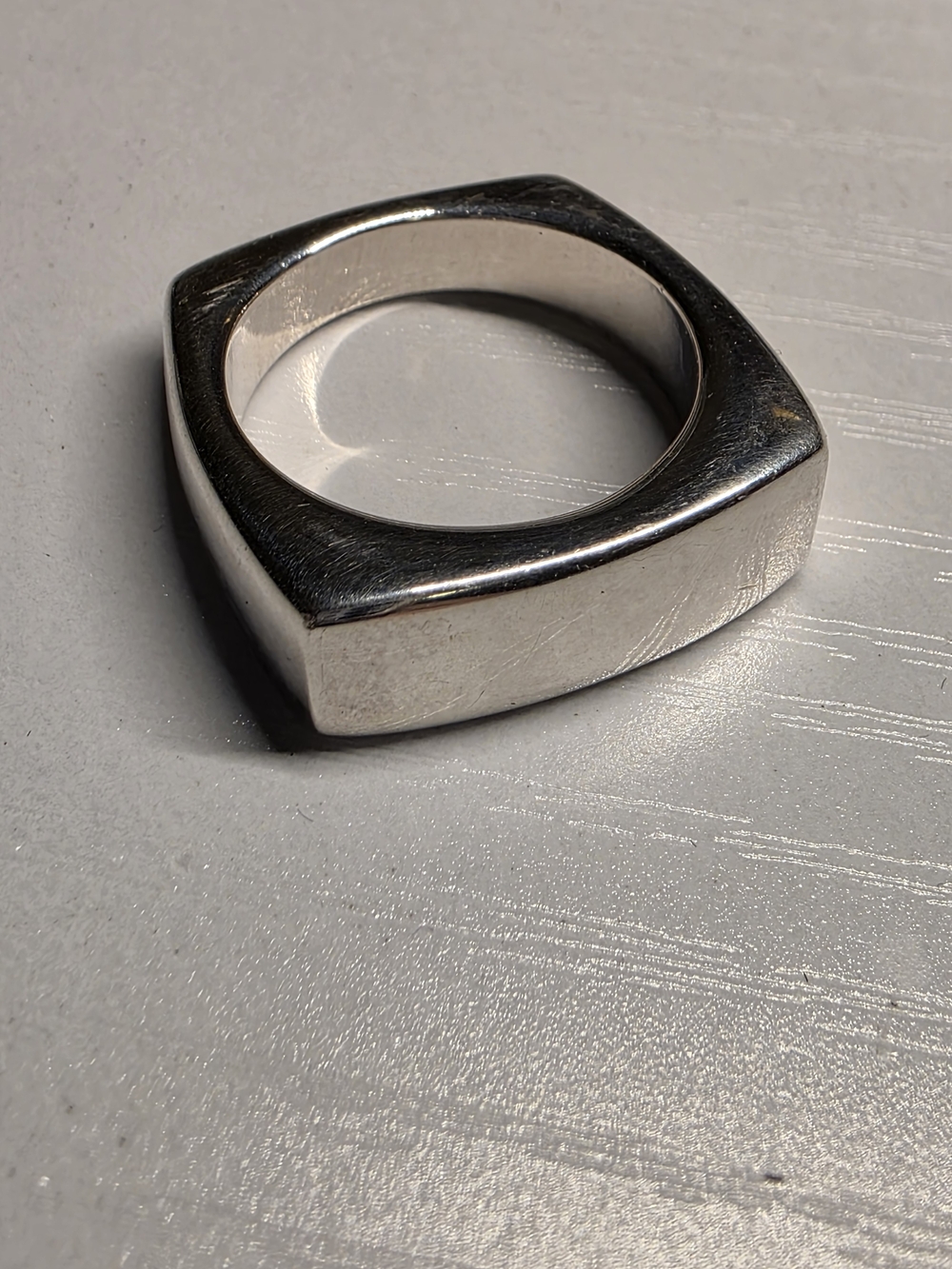 Dyadema Bronze Italy Silver Square Ring, Size 7